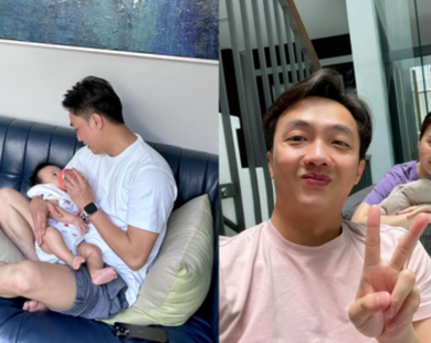 Cường Đô La hé lộ góc mặt con út và tranh thủ nịnh bà xã