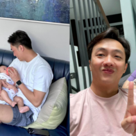 Cường Đô La hé lộ góc mặt con út và tranh thủ nịnh bà xã
