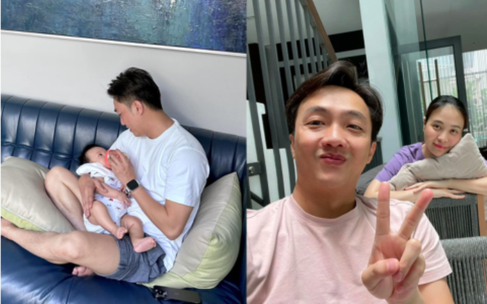 Cường Đô La hé lộ góc mặt con út và tranh thủ nịnh bà xã